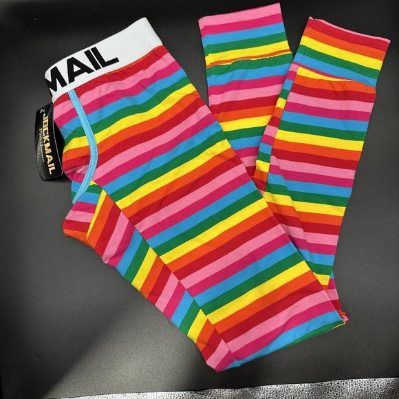 JOCKMAIL Rainbow Mens LARGE Base Layer Pants Cotton Long Johns Legging New Tags - Picture 12 of 12